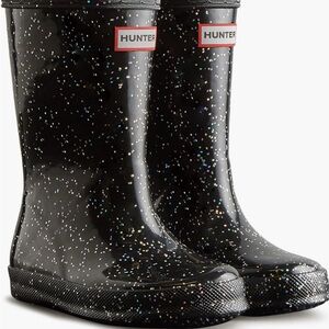 Hunter Black Glitter Toddlers Rain Boots